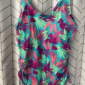 Lands End DDD-Cup Chlorine Resistant Adjustable V-neck Underwire Tankini Top